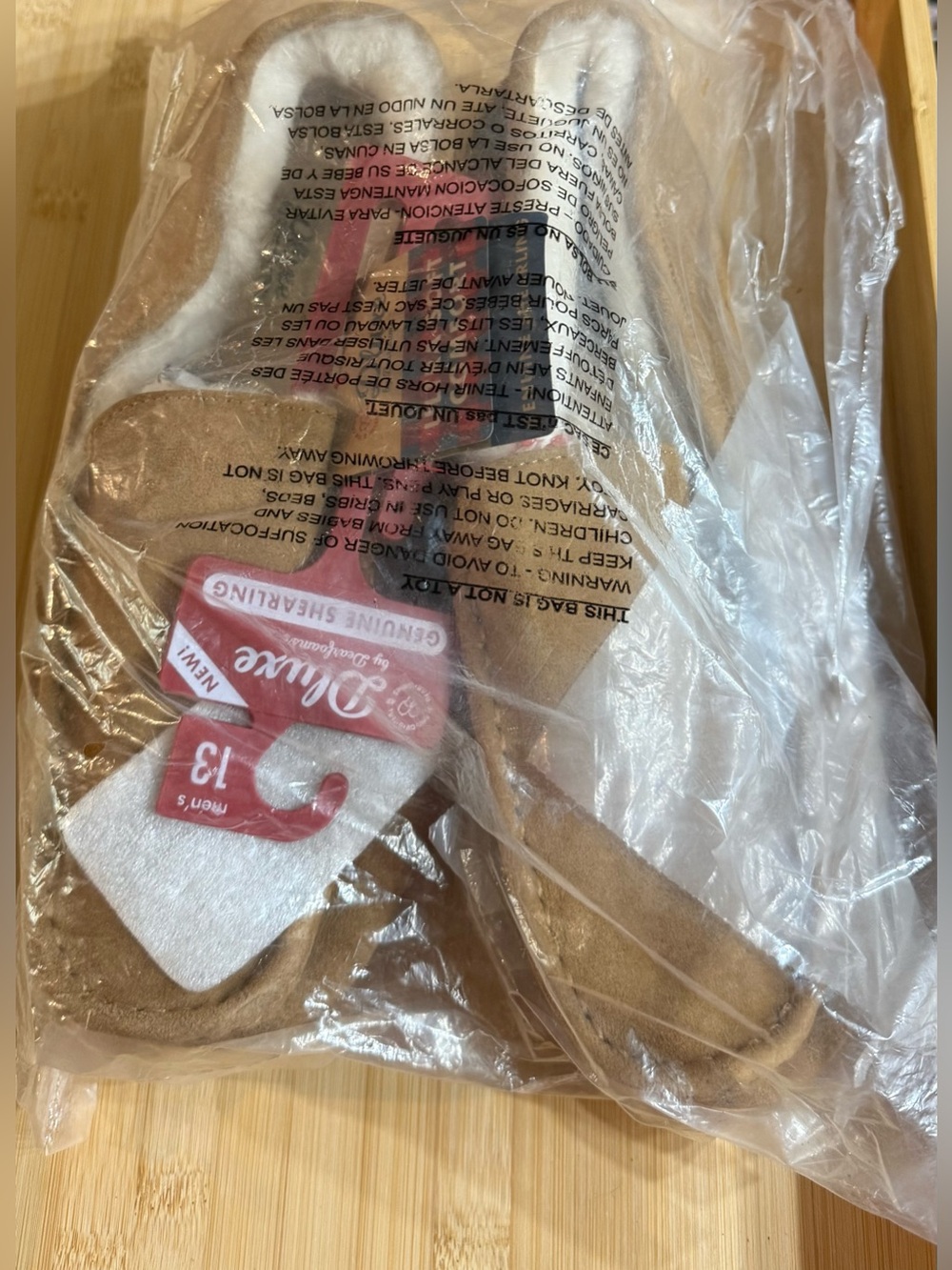 Dluxe by Dearfoams Moccasin Slippers Loafers Mens 13 Genuine Shearling NWT